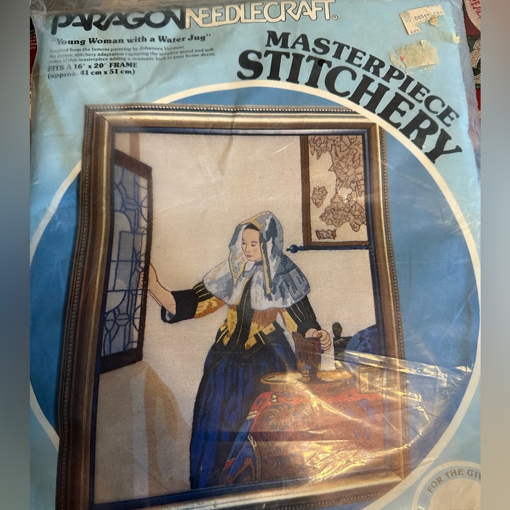 Paragon Vintage crewel Kit with Woman in Blue Dress - complete kit - unopened